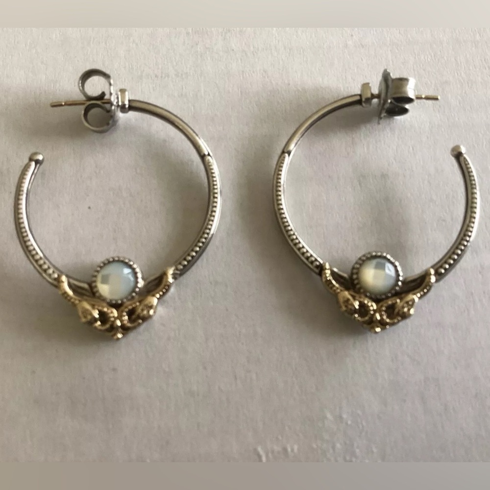 Konstantino Mother of Pearl Hoop Earrings, Sterling Silver & 18K Gold - Picture 2 of 11